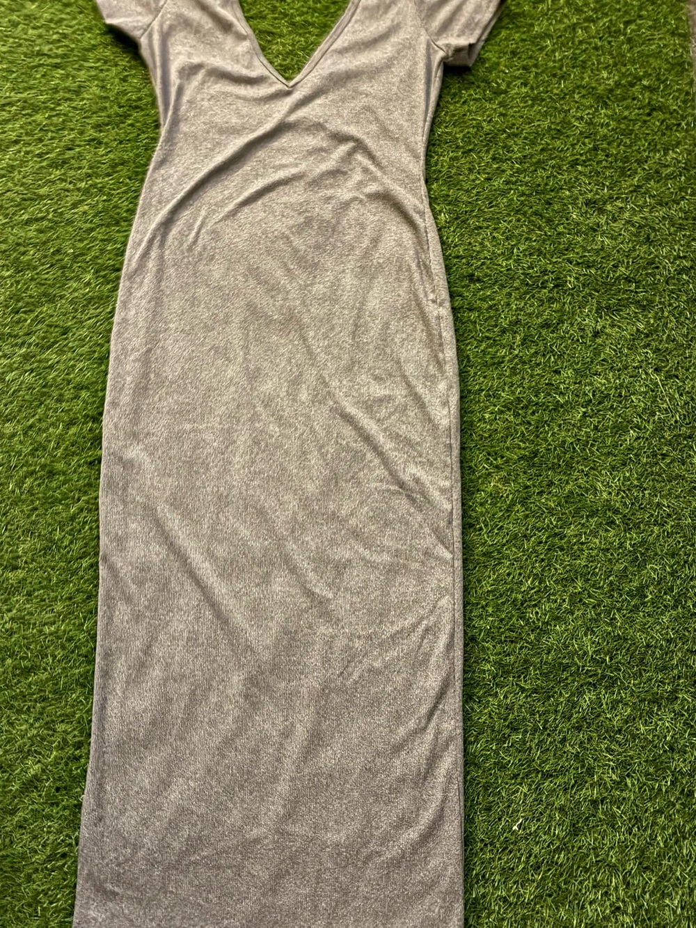 Grey V-Neck Maxi Dress